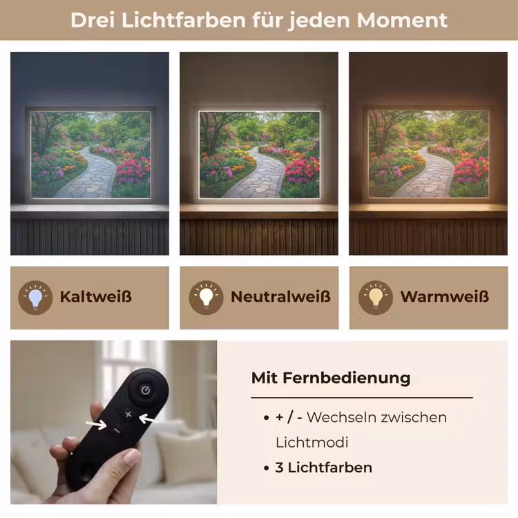 Park - Bloemen - Tuin Light Box met batterij (Wandlamp) middel -USP_lichtkleurDE
