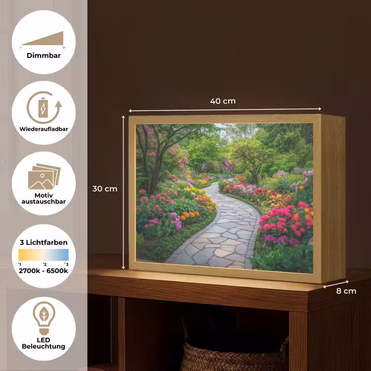 Park - Bloemen - Tuin Light Box met batterij (Wandlamp) middel -USP_websiteoverzichtDE