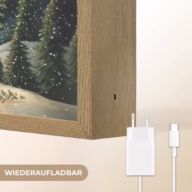 Feestboom - Winterhemel - Kleurrijk Light Box met batterij (Wandlamp) middel -USP_websiteoplaadbaarDE