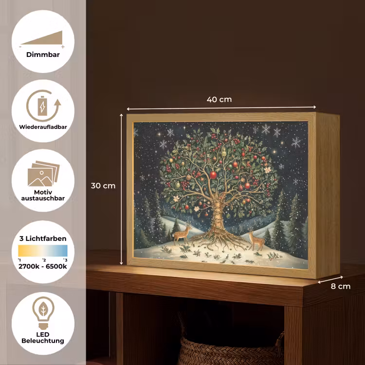 Feestboom - Winterhemel - Kleurrijk Light Box met batterij (Wandlamp) middel -USP_websiteoverzichtDE