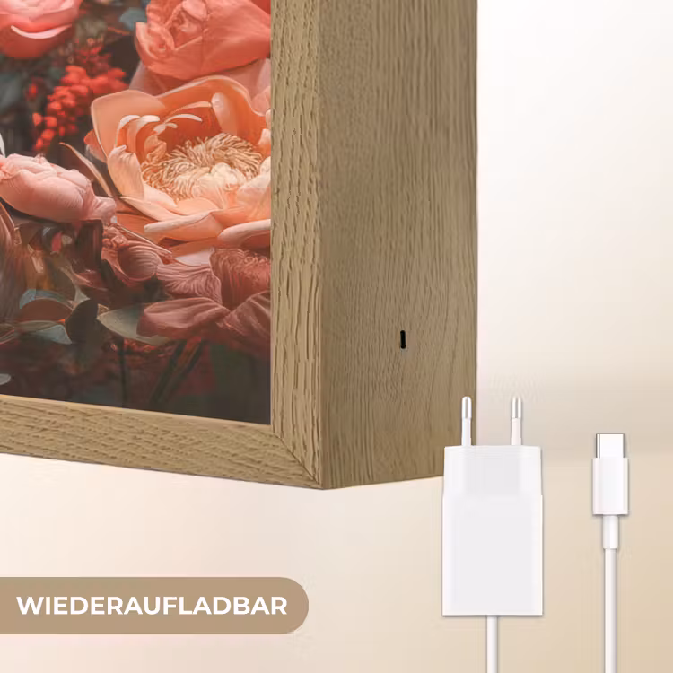 Pelikaan - Dier - Bloemen - Natuur - Botanisch - Roze Light Box met batterij (Wandlamp) middel -USP_websiteoplaadbaarDE