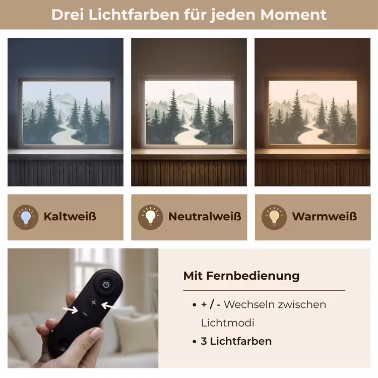 Pad - Bomen - Bos - Illustratie Light Box met batterij (Wandlamp) middel -USP_lichtkleurDE