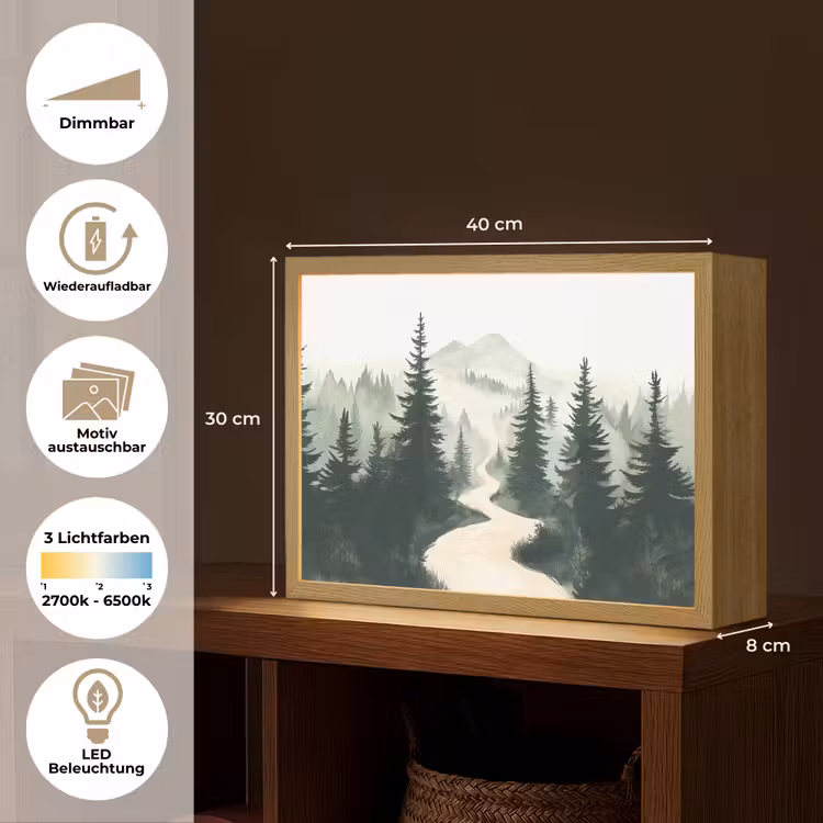 Pad - Bomen - Bos - Illustratie Light Box met batterij (Wandlamp) middel -USP_websiteoverzichtDE