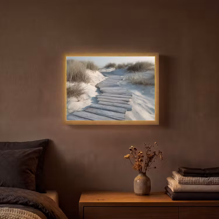 Pad - Planken - Duinen - Gras Light Box met batterij (Wandlamp) middel -sfeer4