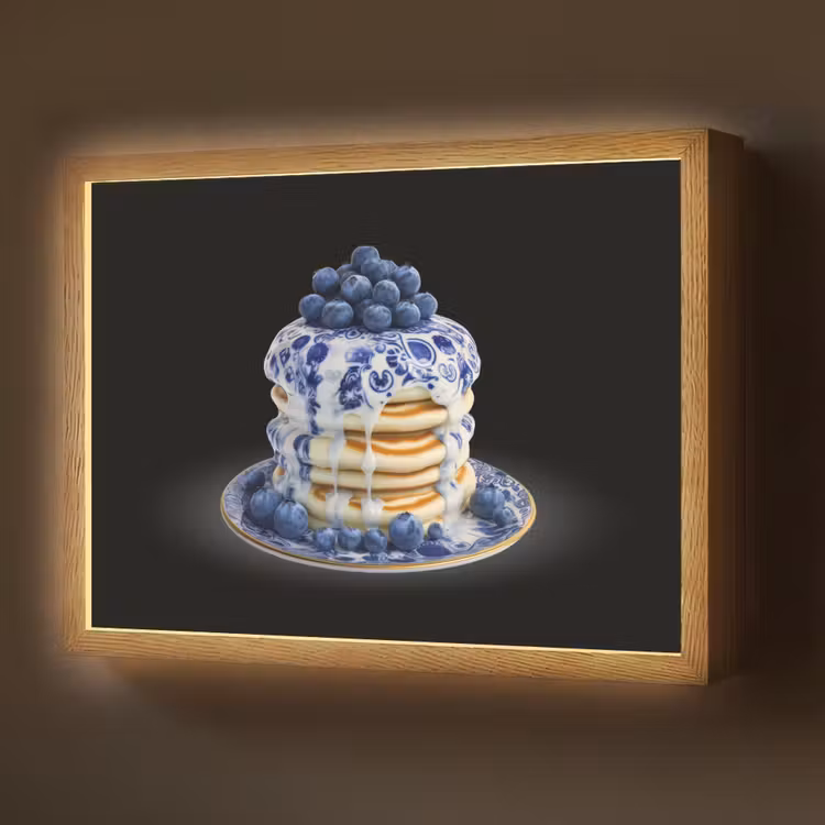 Pannenkoeken - Blauwe Bessen - Bord Light Box met batterij (Wandlamp) middel -z3d_website