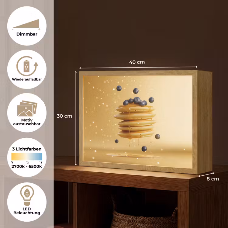 Pannenkoeken - Eten - Honing - Geel Light Box met batterij (Wandlamp) middel -USP_websiteoverzichtDE