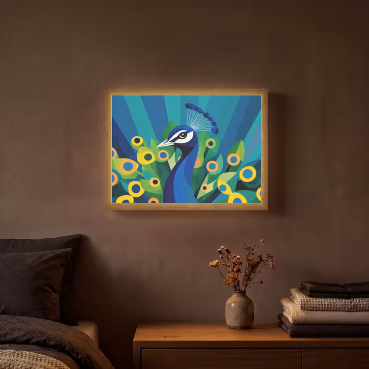Pauw - Cirkels - Blauw Light Box met batterij (Wandlamp) middel -sfeer4