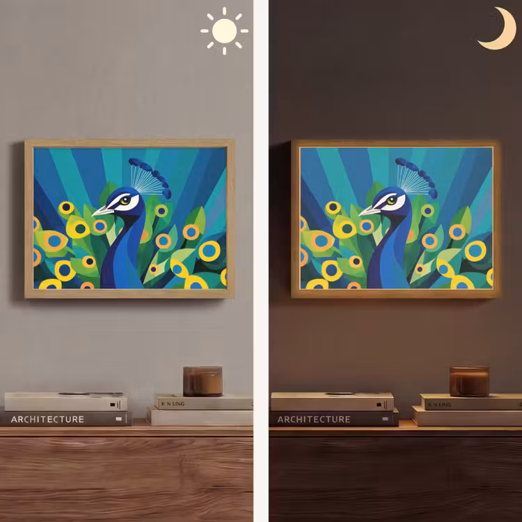 Pauw - Cirkels - Blauw Light Box met batterij (Wandlamp) middel -sfeer3