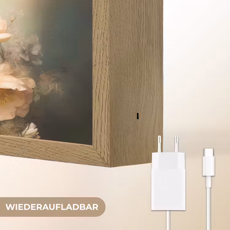 Pauw - Pauwenveren - Bloemen - Vogels - Botanisch Light Box met batterij (Wandlamp) middel -USP_websiteoplaadbaarDE