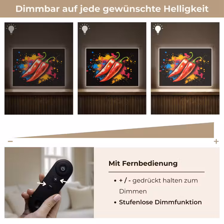 Peper - Graffiti - Verf - Abstract - Modern - Kleurrijk Light Box met batterij (Wandlamp) middel -USP_dimbaarDE