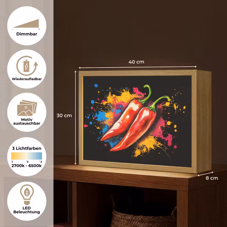 Peper - Graffiti - Verf - Abstract - Modern - Kleurrijk Light Box met batterij (Wandlamp) middel -USP_websiteoverzichtDE