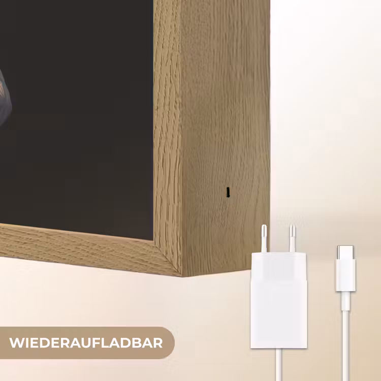 Paard - Bloemen - Zwart Light Box met batterij (Wandlamp) middel -USP_websiteoplaadbaarDE