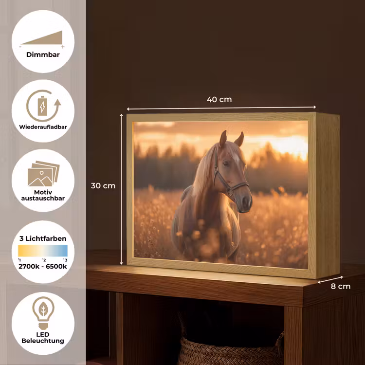 Paard - Natuur - Dier - Bruin - Dieren portret Light Box met batterij (Wandlamp) middel -USP_websiteoverzichtDE