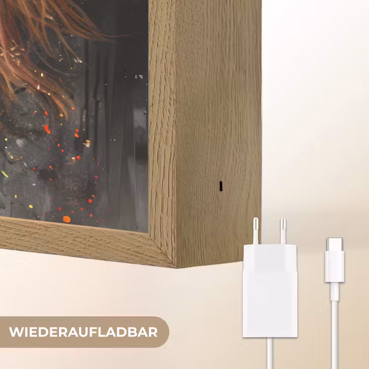 Paard - Dieren - Zwart - Luxe - Modern Light Box met batterij (Wandlamp) middel -USP_websiteoplaadbaarDE