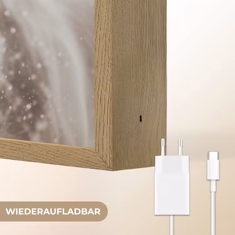 Paard - Wit - Winter - Natuur - Sneeuw - Dieren Light Box met batterij (Wandlamp) middel -USP_websiteoplaadbaarDE