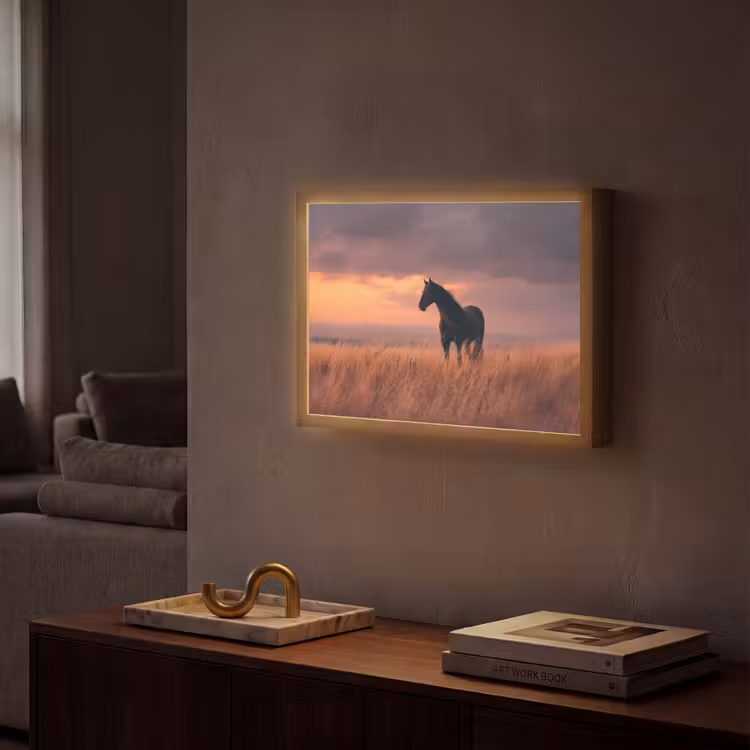 Paard - Wolken - Open veld Light Box met batterij (Wandlamp) middel -sfeer1