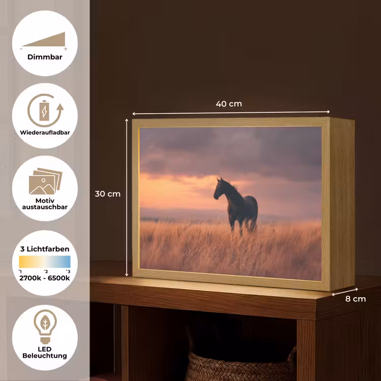 Paard - Wolken - Open veld Light Box met batterij (Wandlamp) middel -USP_websiteoverzichtDE