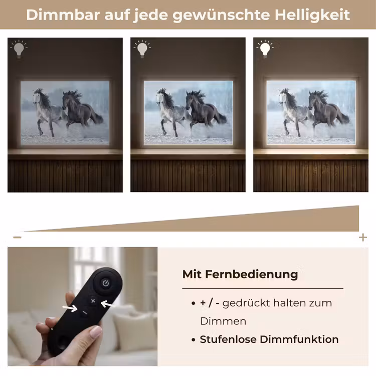 Paarden - Winter - Dieren - Natuur - Sneeuw Light Box met batterij (Wandlamp) middel -USP_dimbaarDE
