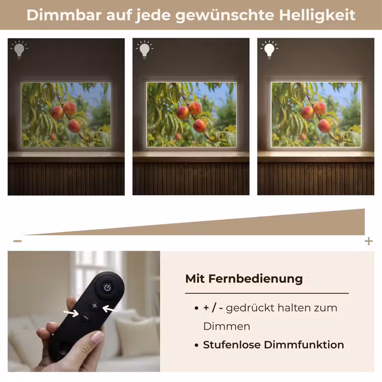 Perzik - Bladeren - Zonlicht Light Box met batterij (Wandlamp) middel -USP_dimbaarDE