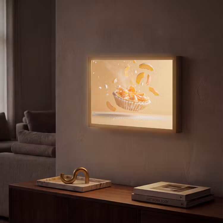 Peach - Eten - Taart - Oranje Light Box met batterij (Wandlamp) middel -sfeer1