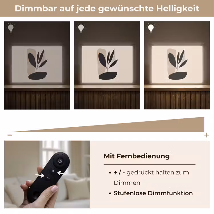 Plant - Beige - Japandi Light Box met batterij (Wandlamp) middel -USP_dimbaarDE