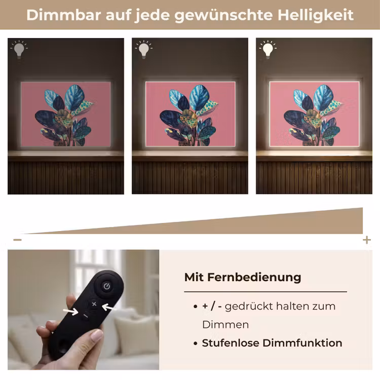 Plant - Bladeren - Stippen - Abstract Light Box met batterij (Wandlamp) middel -USP_dimbaarDE