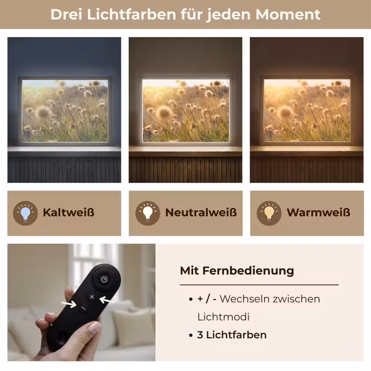 Planten - Natuur - Bloemen - Zon - Horizon Light Box met batterij (Wandlamp) middel -USP_lichtkleurDE
