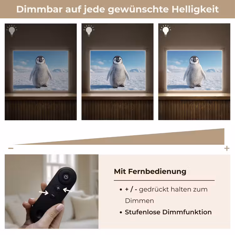 Pinguïn - Sneeuw - Landschap - Wit Light Box met batterij (Wandlamp) middel -USP_dimbaarDE