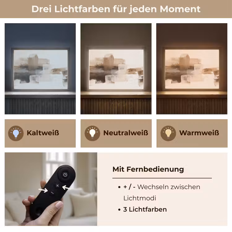 Penseelstreken - Abstract landschap - Rust Light Box met batterij (Wandlamp) middel -USP_lichtkleurDE
