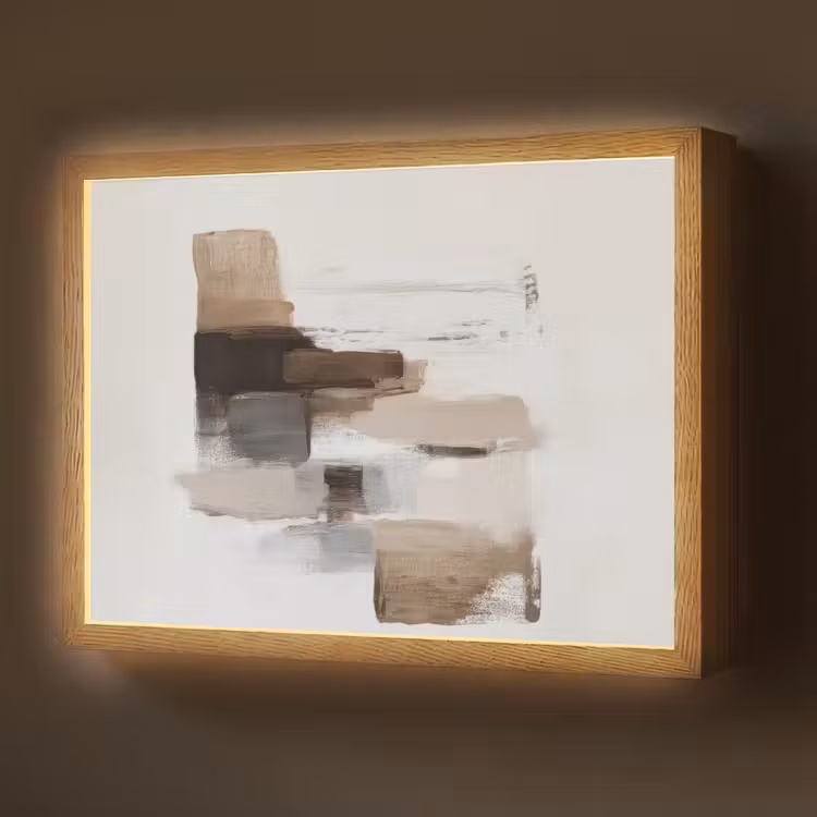 Penseelstreken - Balans - Beige - Bruin Light Box met batterij (Wandlamp) middel -z3d_website
