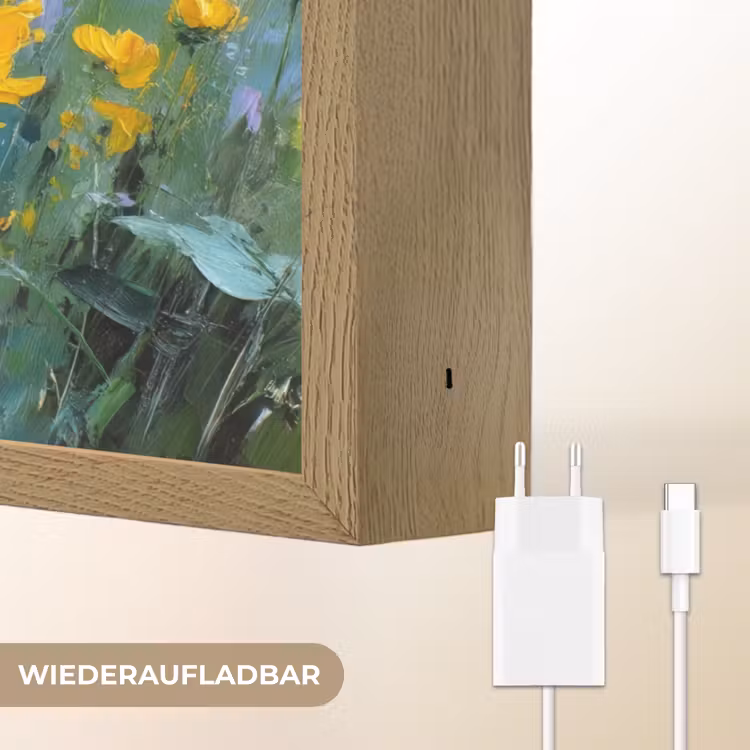 Penseelstreken - Bloemen - Felgeel - Abstract Light Box met batterij (Wandlamp) middel -USP_websiteoplaadbaarDE