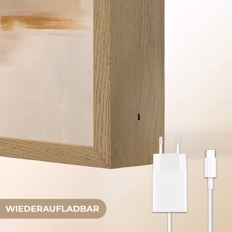 Penseelstreken - Ruw - Abstract - Beige Light Box met batterij (Wandlamp) middel -USP_websiteoplaadbaarDE