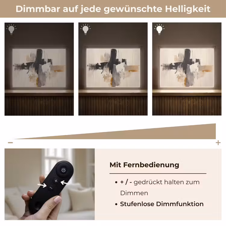 Penseelstreken - Ruw - Abstract - Beige Light Box met batterij (Wandlamp) middel -USP_dimbaarDE