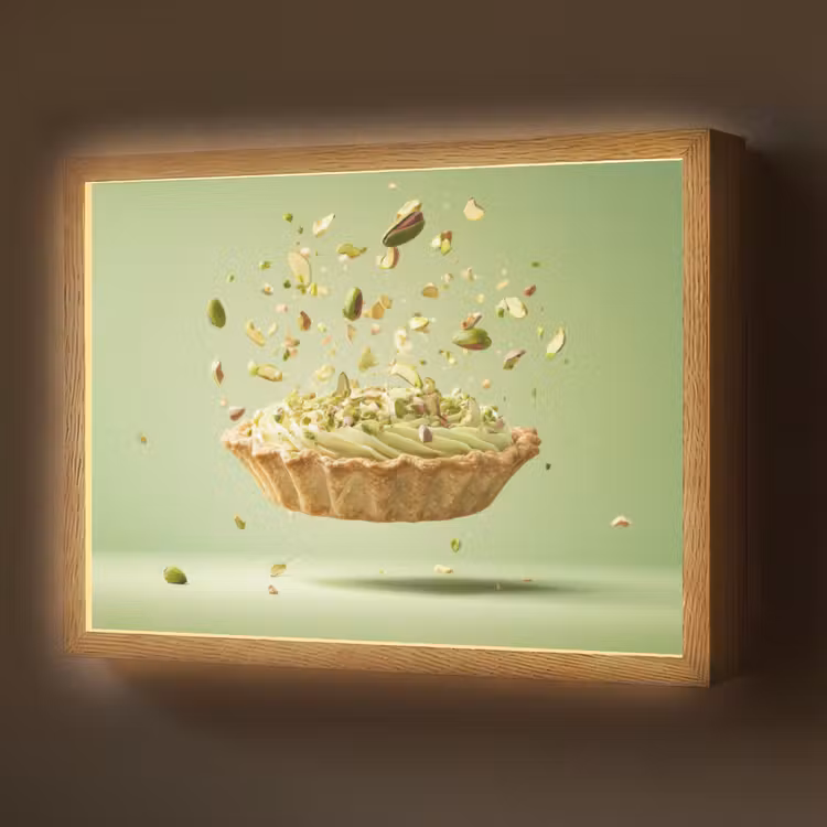 Pistache - Taart - Noten - Eten Light Box met batterij (Wandlamp) middel -z3d_website