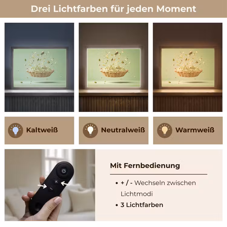 Pistache - Taart - Noten - Eten Light Box met batterij (Wandlamp) middel -USP_lichtkleurDE