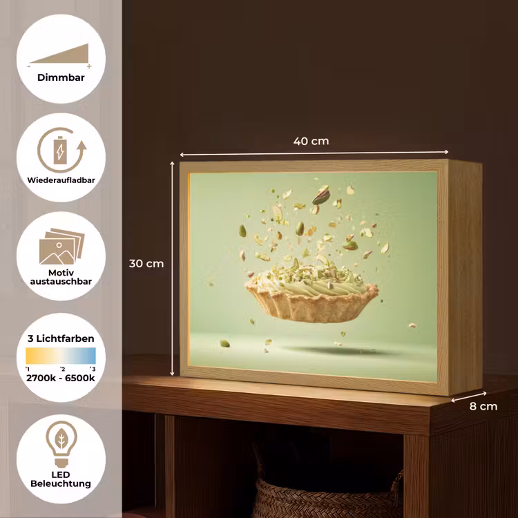 Pistache - Taart - Noten - Eten Light Box met batterij (Wandlamp) middel -USP_websiteoverzichtDE