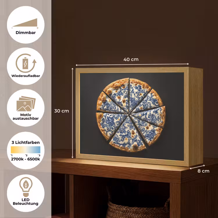 Pizza - Eten - Delftsblauw Light Box met batterij (Wandlamp) middel -USP_websiteoverzichtDE