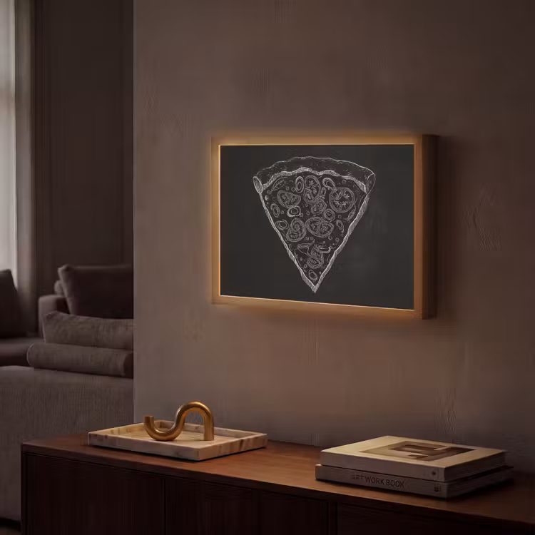 Pizzapunt - Toppings - Krijttekening Light Box met batterij (Wandlamp) middel -sfeer1
