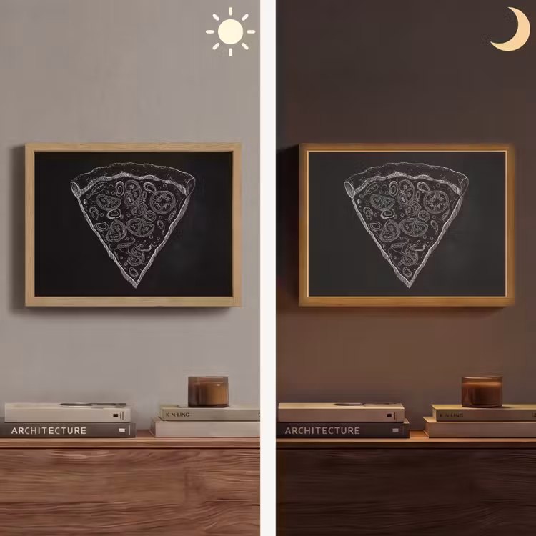 Pizzapunt - Toppings - Krijttekening Light Box met batterij (Wandlamp) middel -sfeer3