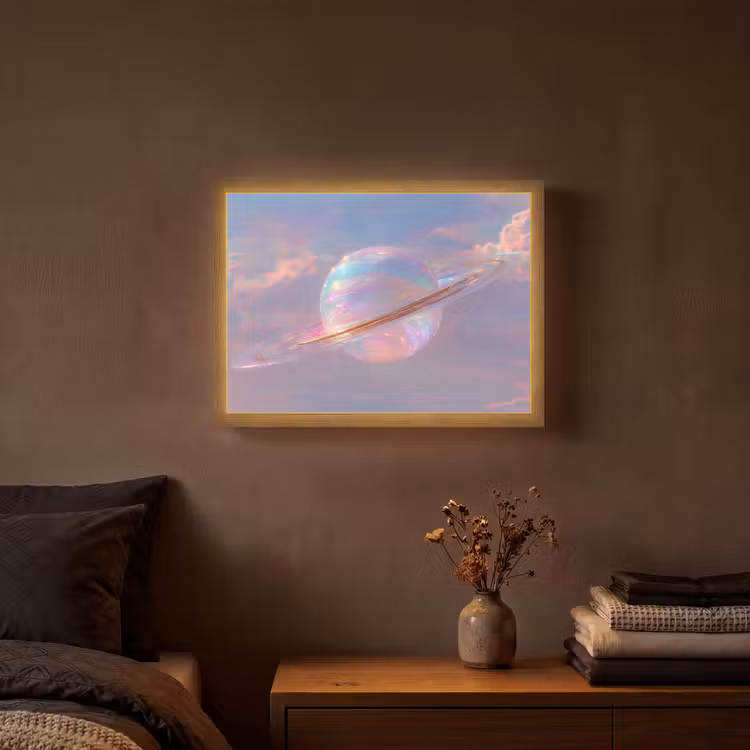 Planeet - Lucht - Wolken - Pasteltinten Light Box met batterij (Wandlamp) middel -sfeer4