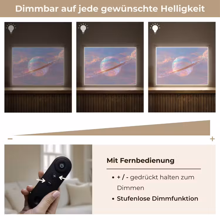 Planeet - Lucht - Wolken - Pasteltinten Light Box met batterij (Wandlamp) middel -USP_dimbaarDE