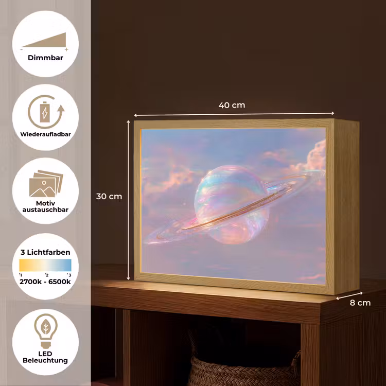 Planeet - Lucht - Wolken - Pasteltinten Light Box met batterij (Wandlamp) middel -USP_websiteoverzichtDE