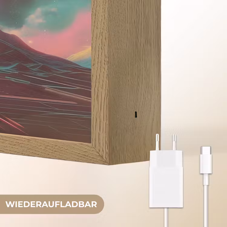 Planeten - Neon - Berglandschap - Zon Light Box met batterij (Wandlamp) middel -USP_websiteoplaadbaarDE