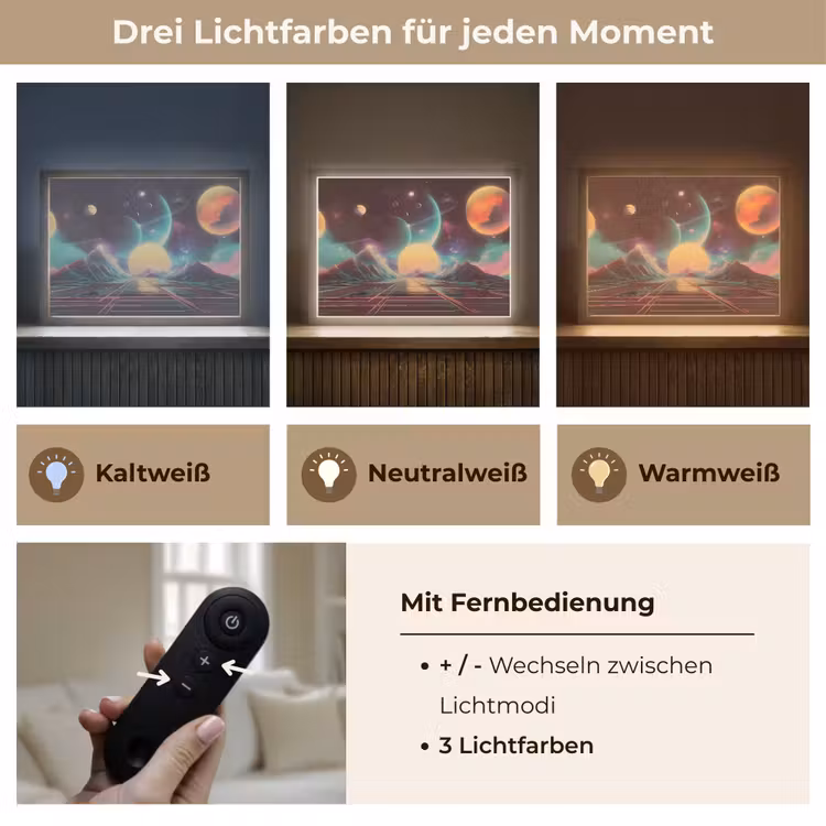 Planeten - Neon - Berglandschap - Zon Light Box met batterij (Wandlamp) middel -USP_lichtkleurDE