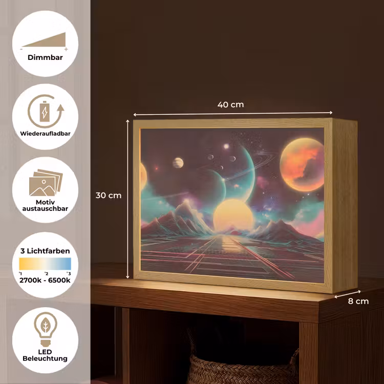 Planeten - Neon - Berglandschap - Zon Light Box met batterij (Wandlamp) middel -USP_websiteoverzichtDE