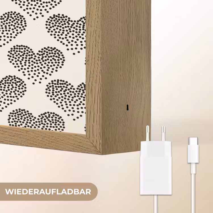 Polka - Stippen - Wit - Zwart Light Box met batterij (Wandlamp) middel 907 -USP_websiteoplaadbaarDE