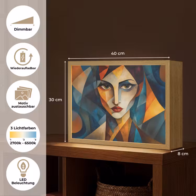 Portret - Abstract - Vormen Light Box met batterij (Wandlamp) middel -USP_websiteoverzichtDE