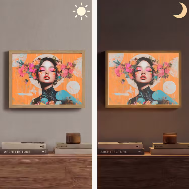 Portret - Vrouw - Abstract - Bloemen Light Box met batterij (Wandlamp) middel -sfeer3