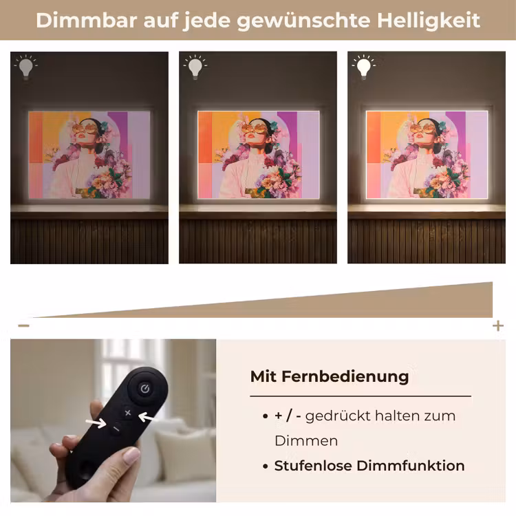Portret - Vrouw - Abstract - Bloemen Light Box met batterij (Wandlamp) middel -USP_dimbaarDE
