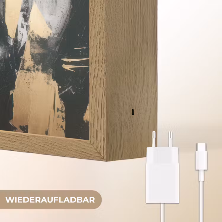 Portret - Vrouw - Penseelstreken - Goud Light Box met batterij (Wandlamp) middel -USP_websiteoplaadbaarDE